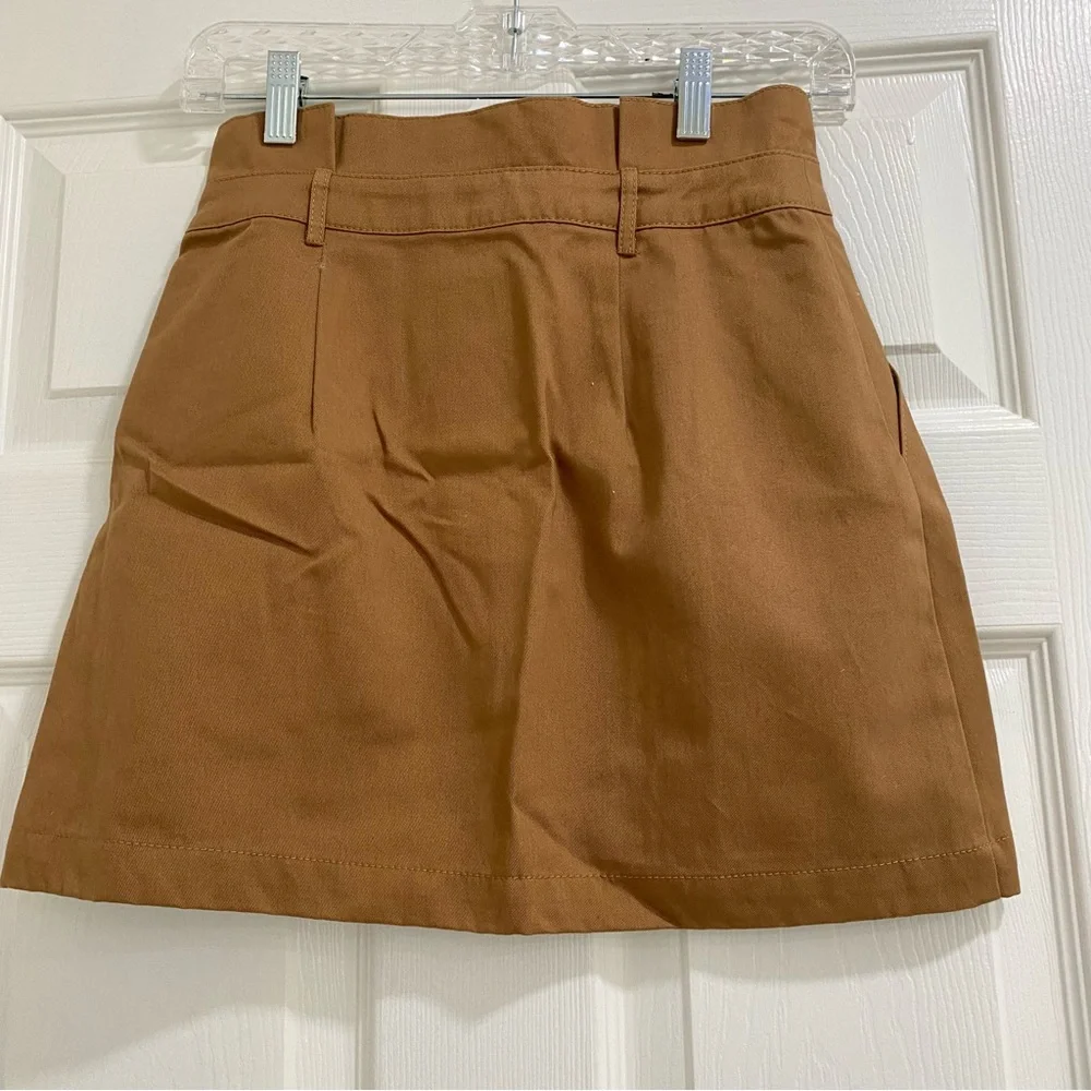NWT Topshop Tan Ruffle Button Mini Skirt add 2 XS